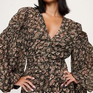 NEW Banana Republic GEORGETTE PUFF-SLEEVE MAXI DRESS, M